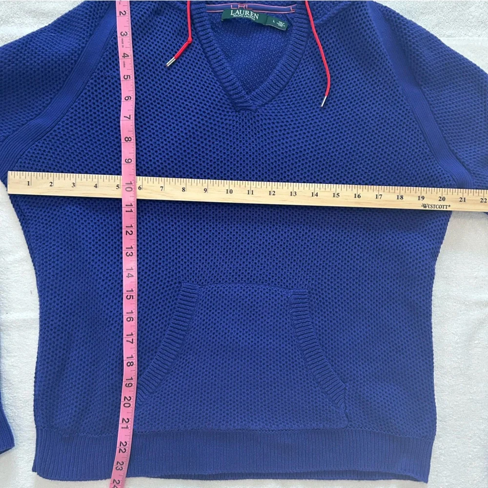 Lauren Ralph Lauren Waffle Knit 100% Cotton Hoodie Purple/Blue Size Large - Picture 12 of 16